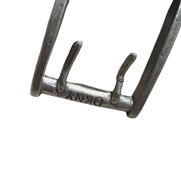 DKNY Black Leather Belt Large Double Prong Vintage 90s Will Fit Waists 26”-33” - Picture 2 of 9
